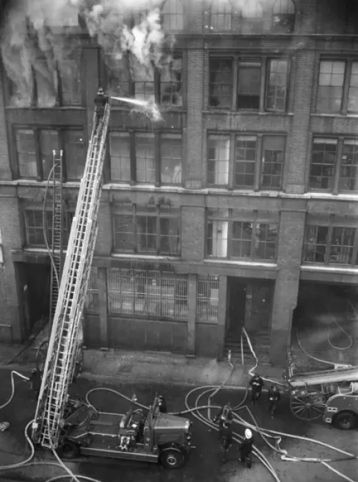 Framed Print : Fire at GPO Stores, Tabernacle Street, London Framed Print : Fire at GPO Stores, Tabernacle Street, London