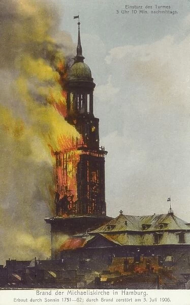 Fire at the Michaeliskirche, Hamburg, Germany
