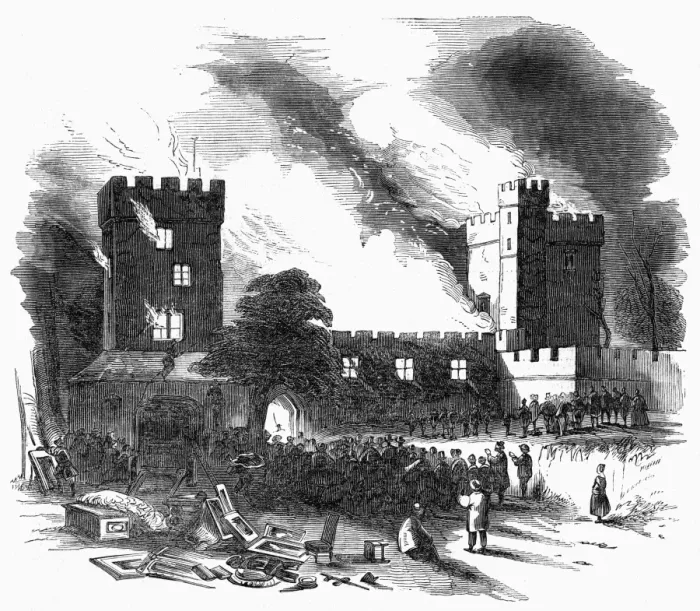 Framed Print : Fire at Naworth Castle Framed Print : Fire at Naworth Castle