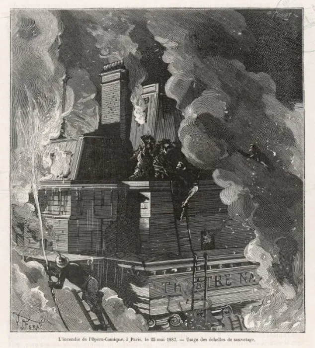 Framed Print : Fire / Opera Comique / 1887 Framed Print : Fire / Opera Comique / 1887