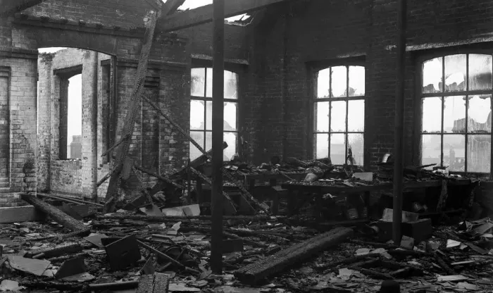 Framed Print : Fire scene in hat factory Framed Print : Fire scene in hat factory