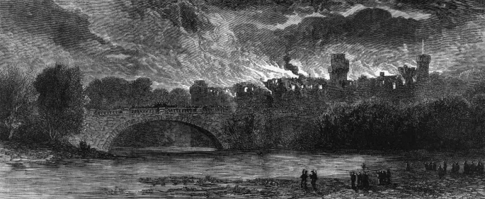 Framed Print : Fire at Warwick Castle Framed Print : Fire at Warwick Castle