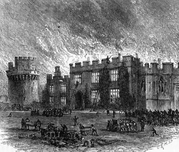 Framed Print : Fire at Warwick Castle Framed Print : Fire at Warwick Castle