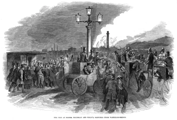 Framed Print : Fire on the Westminster Road, London Framed Print : Fire on the Westminster Road, London