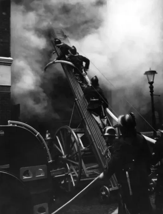 Framed Print : Firefighters in action, Eagle Street, London WC1 Framed Print : Firefighters in action, Eagle Street, London WC1