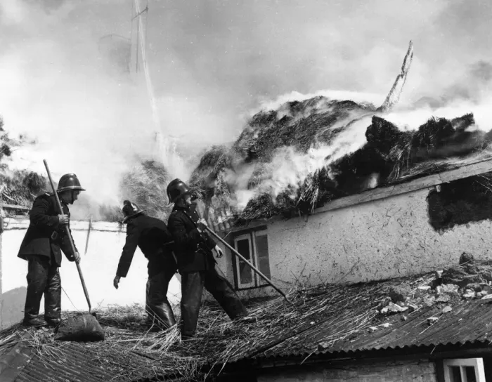Framed Print : Firefighters in action, Exminster, Devon Framed Print : Firefighters in action, Exminster, Devon