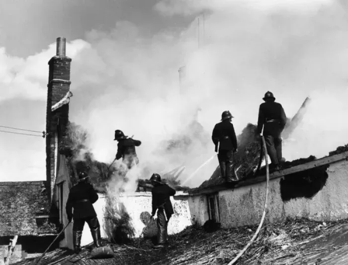 Framed Print : Firefighters in action, Exminster, Devon Framed Print : Firefighters in action, Exminster, Devon