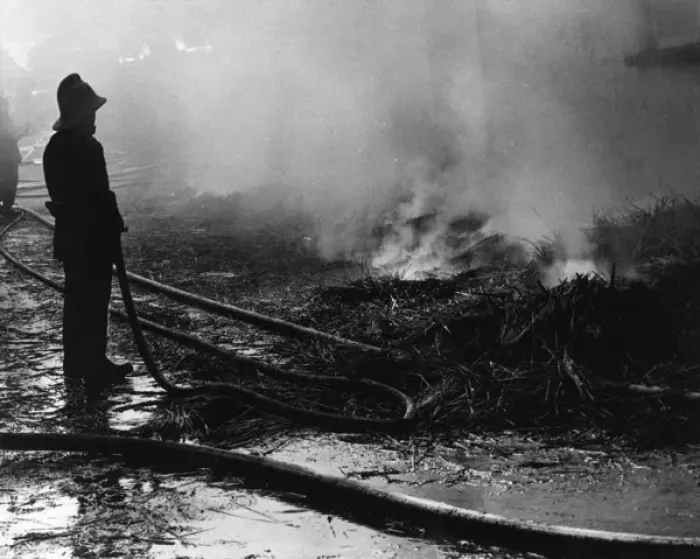 Framed Print : Firefighters in action at a gorse fire Framed Print : Firefighters in action at a gorse fire