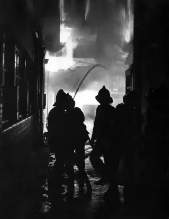 Framed Print : Firefighters in action, Victory Place, SE17 Framed Print : Firefighters in action, Victory Place, SE17