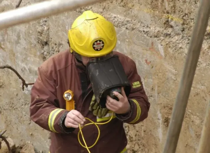 Framed Print : Firefighters attend collapse at building site Framed Print : Firefighters attend collapse at building site