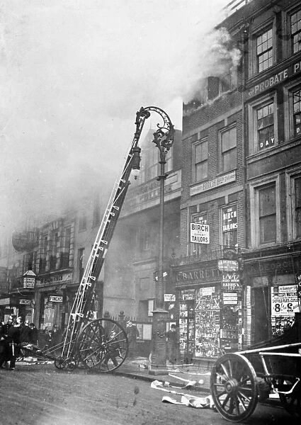 Firefighters attending a fire in the Strand in London