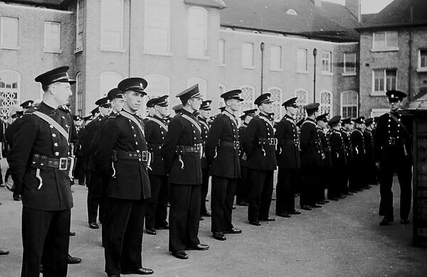 Firefighters parade prior to march through SE London, WW2