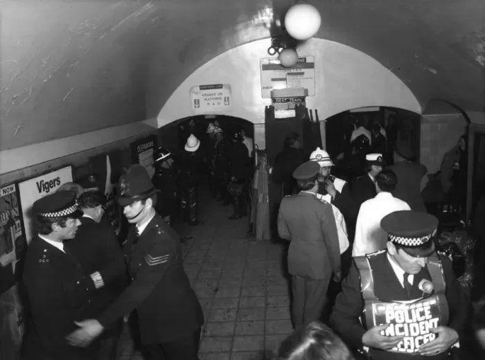 Framed Print : Firefighters and police in London Underground Framed Print : Firefighters and police in London Underground
