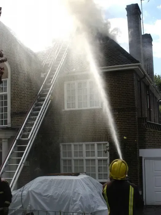 Framed Print : Firefighters respond to a house fire, North London Framed Print : Firefighters respond to a house fire, North London