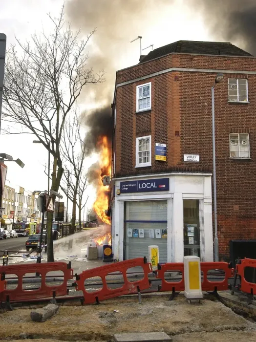 Framed Print : Firefighters at scene of commercial premises fire Framed Print : Firefighters at scene of commercial premises fire