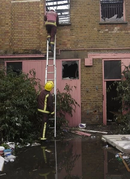 Firefighters at the scene of a fire in Ruskin Road