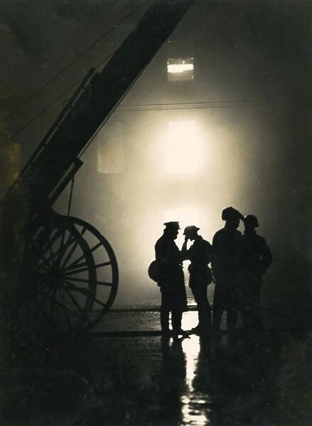 Firefighters standing by during Blitz, London, WW2