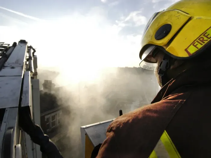 Framed Print : Firefighters working at scene of fire in Walthamstow Framed Print : Firefighters working at scene of fire in Walthamstow