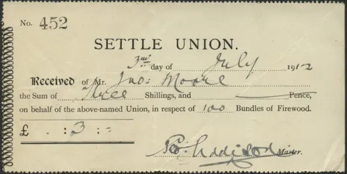 Framed Print : Firewood Receipt, Settle Union, Yorkshire Framed Print : Firewood Receipt, Settle Union, Yorkshire