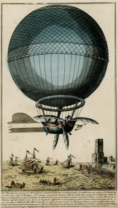 Framed Print : The first aerial crossing of the English Channel - Blanchard Framed Print : The first aerial crossing of the English Channel - Blanchard