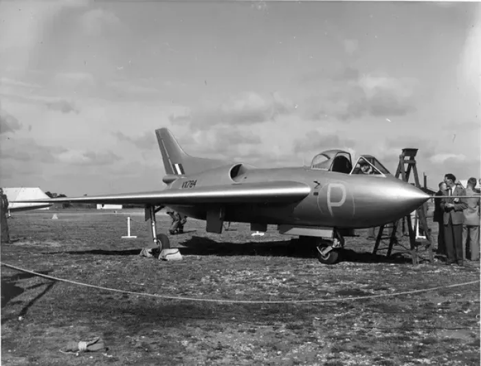 Framed Print : The first Avro 707B VX784 at Farnborough in September 1949 Framed Print : The first Avro 707B VX784 at Farnborough in September 1949