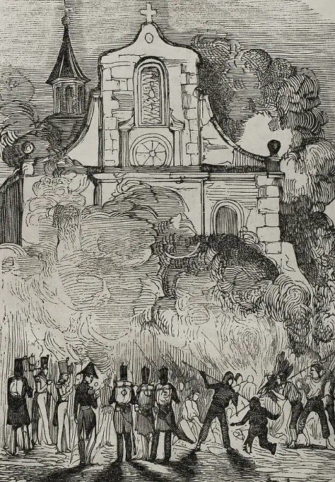 Framed Print : First Carlist War (1833-1840). Anti-clerical riots of 1835 Framed Print : First Carlist War (1833-1840). Anti-clerical riots of 1835