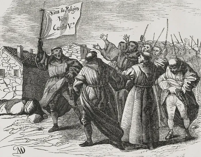 Framed Print : First Carlist War (1833-1840). Monastic uprising Framed Print : First Carlist War (1833-1840). Monastic uprising