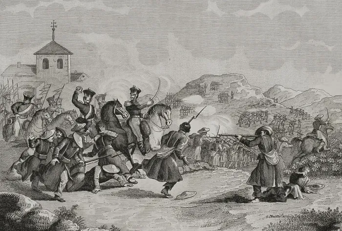 Framed Print : First Carlist War (1833-1840). Skirmish at Hernani Framed Print : First Carlist War (1833-1840). Skirmish at Hernani