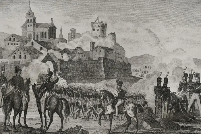 Framed Print : First Carlist War (1833-1840). Taking of the town of Irun Framed Print : First Carlist War (1833-1840). Taking of the town of Irun