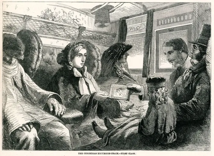 Framed Print : First class passengers going home for Christmas 1859 Framed Print : First class passengers going home for Christmas 1859