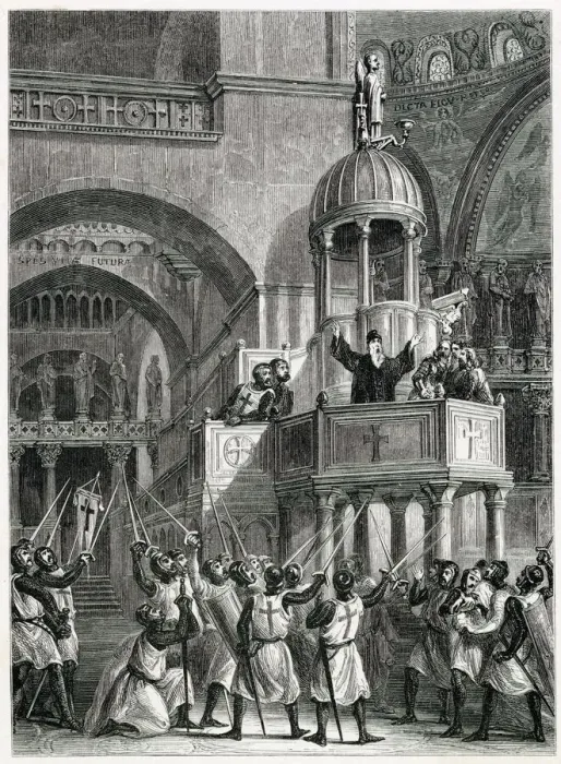 Framed Print : FIRST CRUSADE Preaching the Crusade. Date: 1095 Framed Print : FIRST CRUSADE Preaching the Crusade. Date: 1095