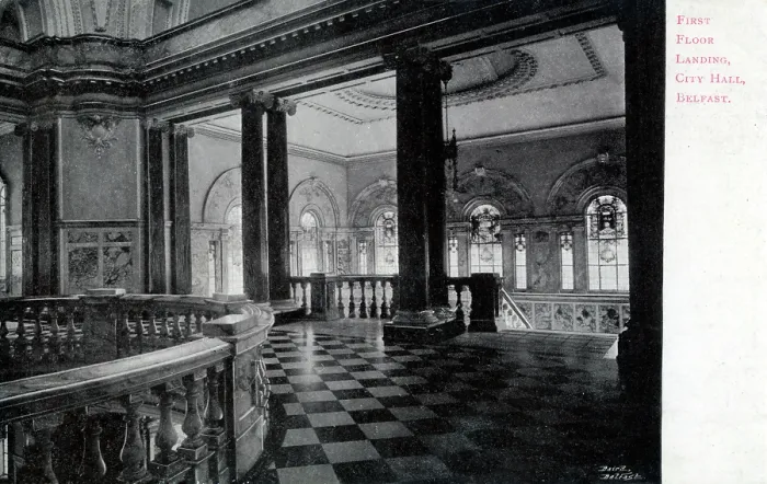 Framed Print : First Floor Landing, City Hall, Belfast. Date: circa 1910s Framed Print : First Floor Landing, City Hall, Belfast. Date: circa 1910s