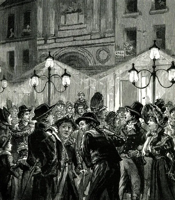 Framed Print : The First Gaslight in Pall Mall, London Framed Print : The First Gaslight in Pall Mall, London
