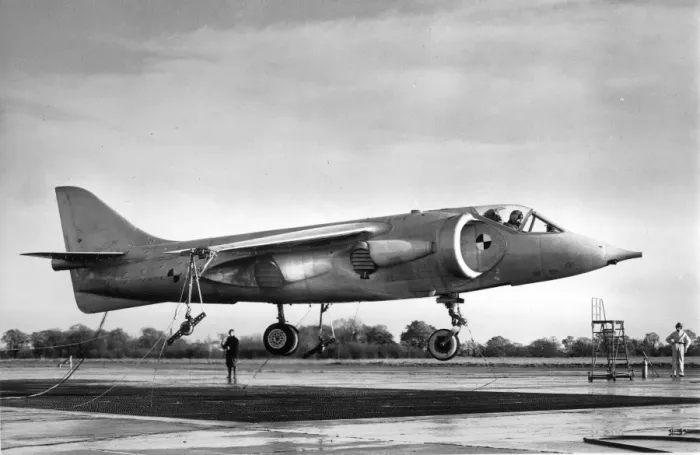 Framed Print : The first Hawker P1127 XP831 during tethered hovering test Framed Print : The first Hawker P1127 XP831 during tethered hovering test