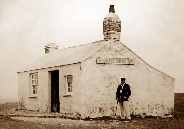Framed Print : First and last house, Land's End, Cornwall, Victorian period Framed Print : First and last house, Land's End, Cornwall, Victorian period