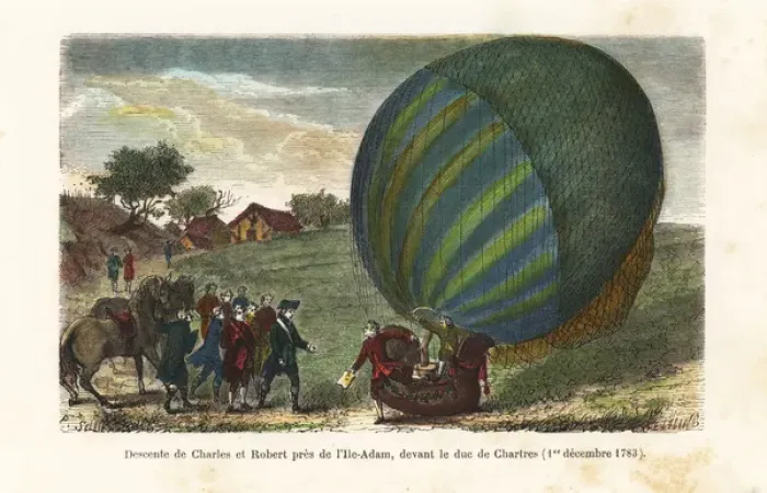 Framed Print : First manned hydrogen balloon flight Framed Print : First manned hydrogen balloon flight