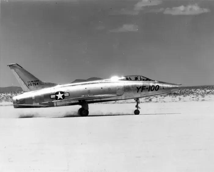 Framed Print : The first North American YF-100 Super Sabre prototype Framed Print : The first North American YF-100 Super Sabre prototype