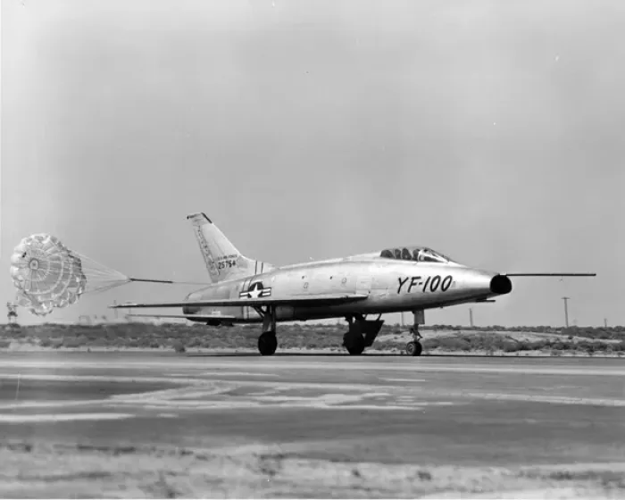 Framed Print : The first North American YF-100 Super Sabre prototype Framed Print : The first North American YF-100 Super Sabre prototype
