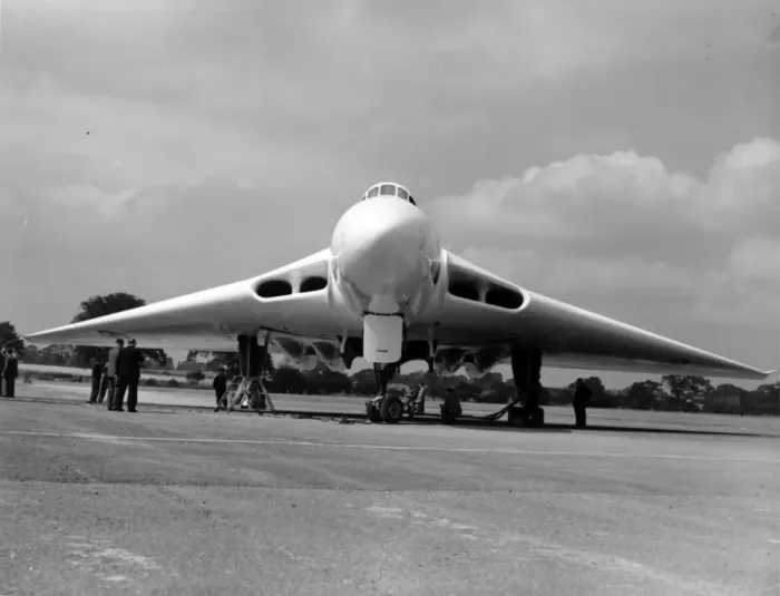 Framed Print : The first prototype Avro Vulcan VX770 Head-on Framed Print : The first prototype Avro Vulcan VX770 Head-on