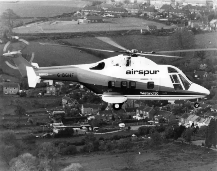 Framed Print : First prototype Westland 30 G-BGHF in Airspur markings Framed Print : First prototype Westland 30 G-BGHF in Airspur markings
