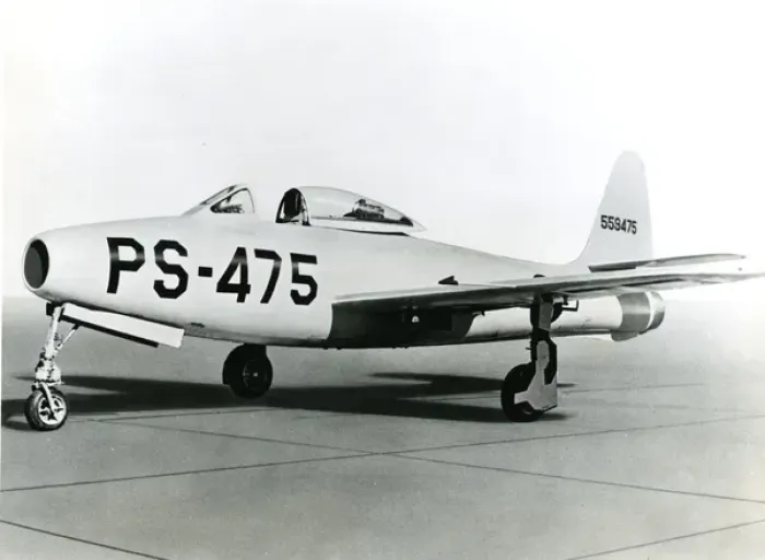 Framed Print : The first Republic XP-84 Thunderjet, 45-59475 Framed Print : The first Republic XP-84 Thunderjet, 45-59475