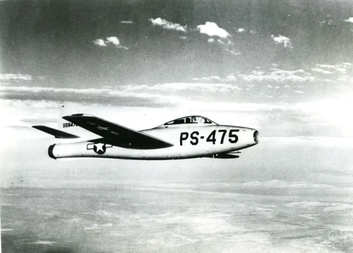 Framed Print : The first Republic XP-84 Thunderjet, 45-59475 Framed Print : The first Republic XP-84 Thunderjet, 45-59475