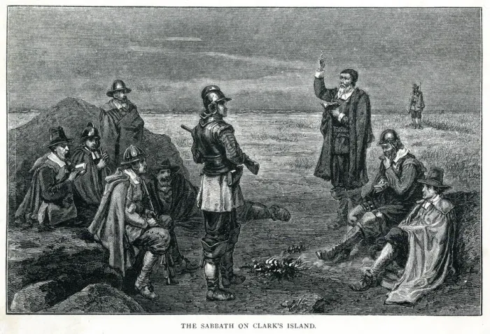 Framed Print : The First Sabbath on Clarks Island Framed Print : The First Sabbath on Clarks Island