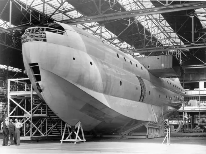 Framed Print : The first Saunders-Roe SR45 Princess during manufacture Framed Print : The first Saunders-Roe SR45 Princess during manufacture