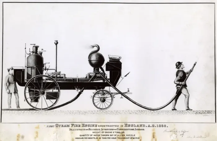 Framed Print : First Steam Fire Engine, England Framed Print : First Steam Fire Engine, England