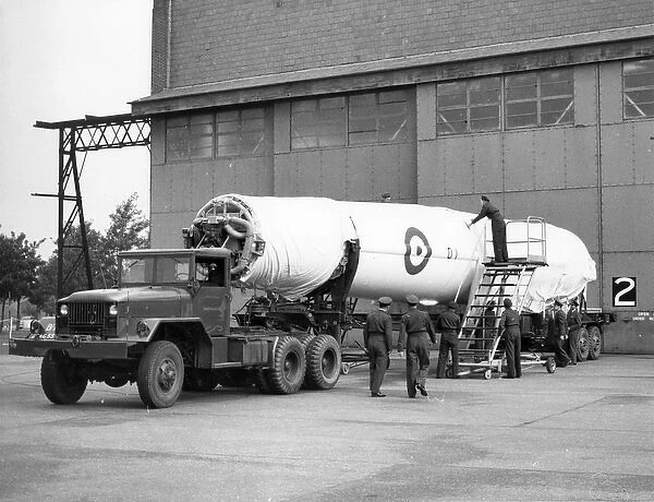 The first Thor missile for the RAF at Feltwell Norfolk