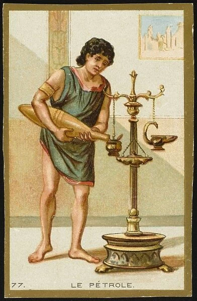 First Use of Oil. THE FIRST USE OF OIL in lamps, by Greeks and Hebrews