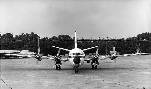 The first Vickers Vanguard G-AOYW head-on