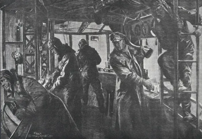 Framed Print : First World War (1917). Control position in a German Framed Print : First World War (1917). Control position in a German