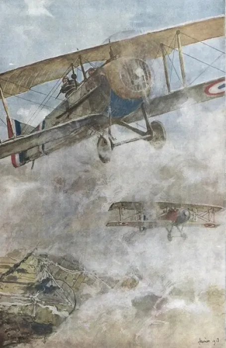 Framed Print : First World War (1918). French air patrol. Illustration Framed Print : First World War (1918). French air patrol. Illustration